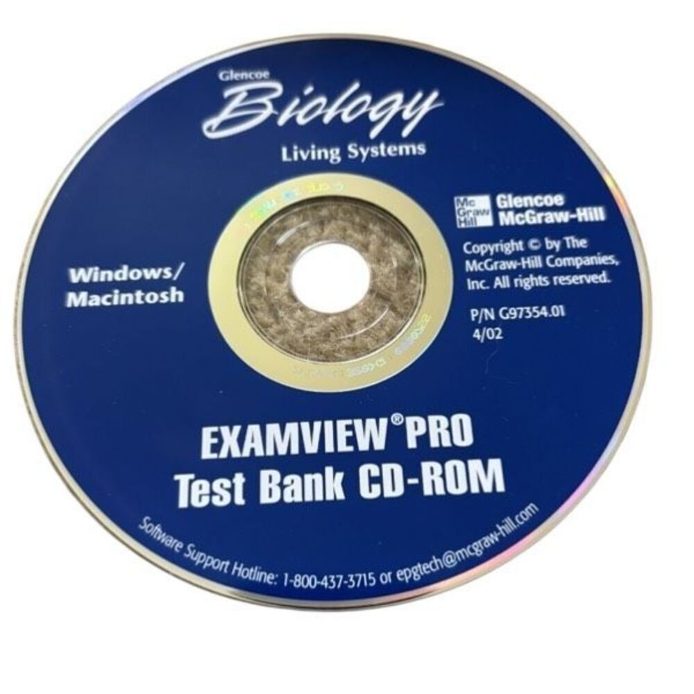 Glencoe Biology Living Systems Examview Pro Test Bank CD-Rom